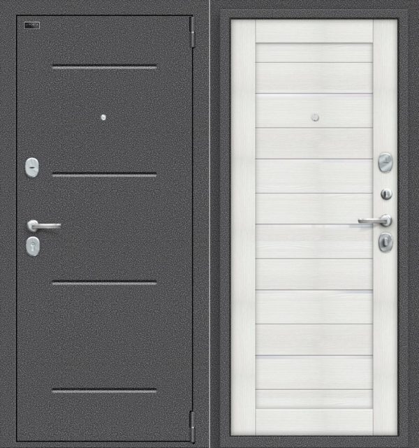Двери входные Porta S 104. П22 Антик Серебро/Bianco Veralinga